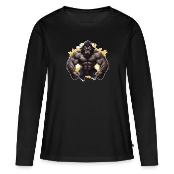 Bodybuilder Gorilla - T-shirt manches longues Premium bio Femme - noir - Devant - Julia (174cm)