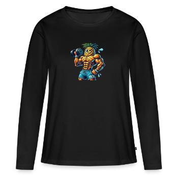 Strong Pineapple – Workout Time 🍍💪 - Women's Premium Organic Long Sleeve Shirt - black - Front - Julia (174cm)