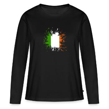 Ireland Splash - Frauen Premium Bio Langarmshirt - Schwarz - Vorne - Julia (174cm)