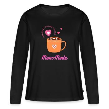 Powered by love and caffeine - Frauen Premium Bio Langarmshirt - Schwarz - Vorne - Julia (174cm)