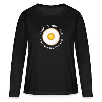 Jaune de l’œuf - T-shirt manches longues Premium bio Femme - noir - Devant - Julia (174cm)