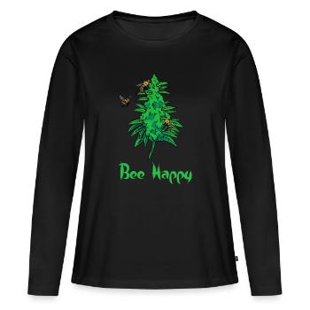 Bee Happy Cannabis - Funny Gift for weed lovers - Women's Premium Organic Long Sleeve Shirt - black - Front - Julia (174cm)