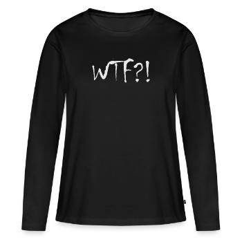 Fun - wtf ? - T-shirt manches longues Premium bio Femme - noir - Devant - Julia (174cm)