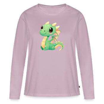 Bébé Dragon Chiot - T-shirt manches longues Premium bio Femme - rose poudré - Devant - Julia (174cm)