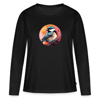 Mésange - T-shirt manches longues Premium bio Femme - noir - Devant - Julia (174cm)