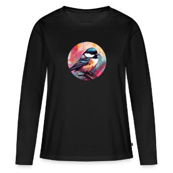Mésange - T-shirt manches longues Premium bio Femme - noir - Devant - Julia (174cm)