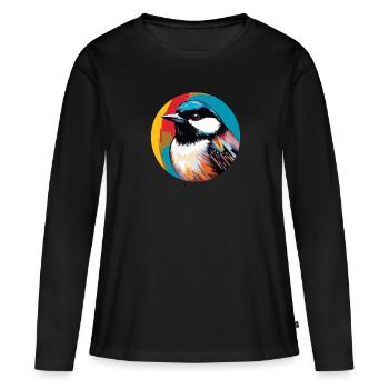 Mésange - T-shirt manches longues Premium bio Femme - noir - Devant - Julia (174cm)