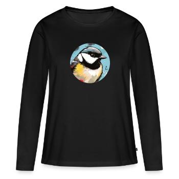 Mésange - T-shirt manches longues Premium bio Femme - noir - Devant - Julia (174cm)