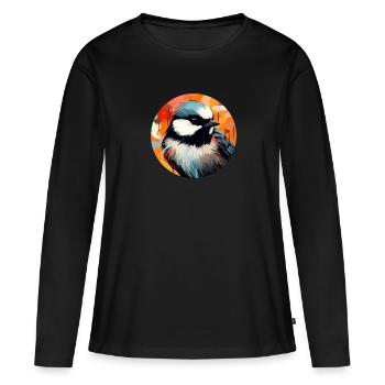 Mésange - T-shirt manches longues Premium bio Femme - noir - Devant - Julia (174cm)