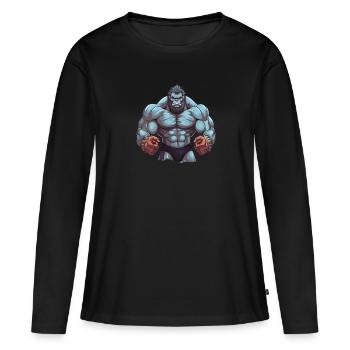 Bodybuilder Gorilla - T-shirt manches longues Premium bio Femme - noir - Devant - Julia (174cm)