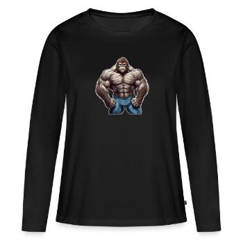 Bodybuilder Gorilla - T-shirt manches longues Premium bio Femme - noir - Devant - Julia (174cm)