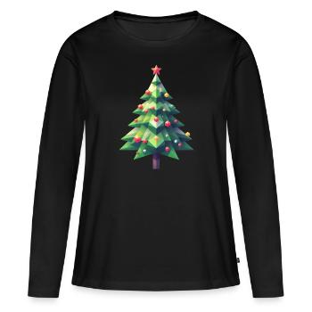 Polygon Christmas Magic : la magie aux multiples facettes - T-shirt manches longues Premium bio Femme - noir - Devant - Julia (174cm)