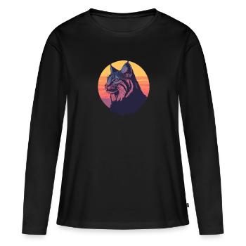 Luchs - Frauen Premium Bio Langarmshirt - Schwarz - Vorne - Julia (174cm)