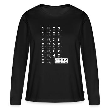 braille wite - T-shirt manches longues Premium bio Femme - noir - Devant - Julia (174cm)