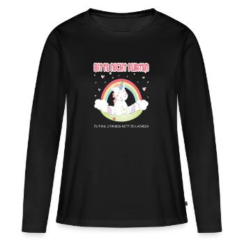 Please do not flirt! unicorn - Women's Premium Organic Long Sleeve Shirt - black - Front - Julia (174cm)