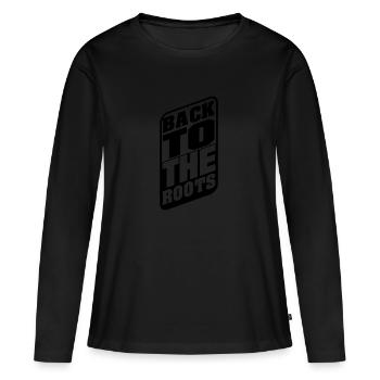 BackToTheRoots Noir - T-shirt manches longues Premium bio Femme - noir - Devant - Julia (174cm)