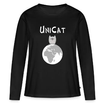 Unikat: du bist einzigartig, ganz besonders - Frauen Premium Bio Langarmshirt - Schwarz - Vorne - Julia (174cm)