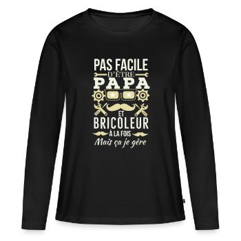 Papa Bricoleur - T-shirt manches longues Premium bio Femme - noir - Devant - Julia (174cm)