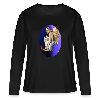 Engel - Frauen Premium Bio Langarmshirt - Schwarz - Vorne - Julia (174cm)