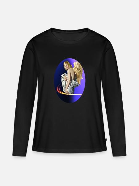 Engel - Frauen Premium Bio Langarmshirt - Schwarz