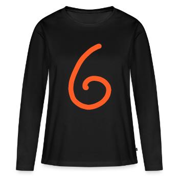 6 Numéro six Numéro Anniversaire - T-shirt manches longues Premium bio Femme - noir - Devant - Julia (174cm)