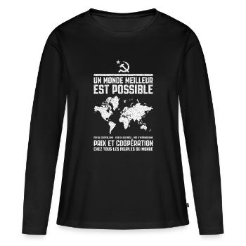 Internationalisme communiste - T-shirt manches longues Premium bio Femme - noir - Devant - Julia (174cm)
