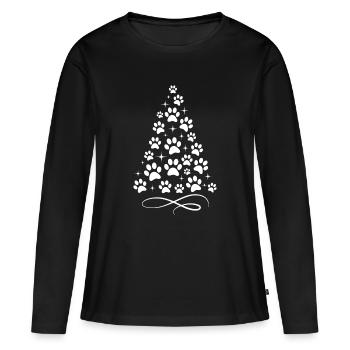 Empreinte de patte - Sapin de Noël - T-shirt manches longues Premium bio Femme - noir - Devant - Julia (174cm)