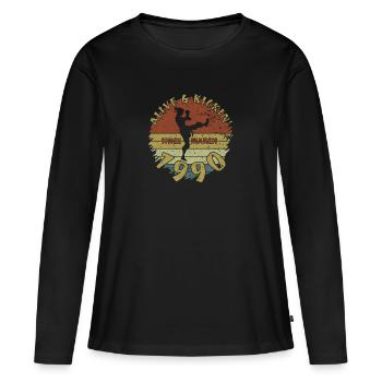 35. Geburtstag Vivant depuis 03/1990 - T-shirt manches longues Premium bio Femme - noir - Devant - Julia (174cm)