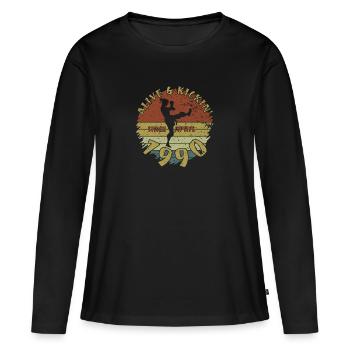 35. Anniversaire Vivant et kickin depuis 04/1990 - T-shirt manches longues Premium bio Femme - noir - Devant - Julia (174cm)