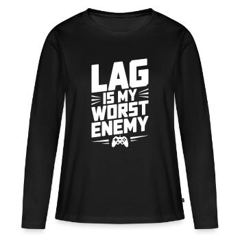 Lag ist mein schlimmster Feind - Frauen Premium Bio Langarmshirt - Schwarz - Vorne - Julia (174cm)
