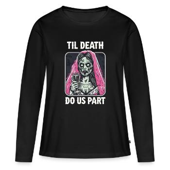 Mariée ou L’enterrement de vie de garçon Cadeau Zombie Bride - T-shirt manches longues Premium bio Femme - noir - Devant - Julia (174cm)