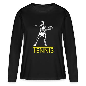 Tennis Silhouette Accent Jaune - T-shirt manches longues Premium bio Femme - noir - Devant - Julia (174cm)