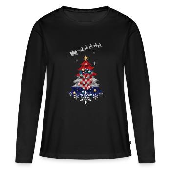 Sapin de Noël avec drapeau de la Croatie - T-shirt manches longues Premium bio Femme - noir - Devant - Julia (174cm)