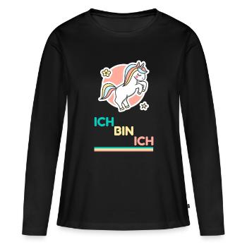Licorne pastel Je suis moi - T-shirt manches longues Premium bio Femme - noir - Devant - Julia (174cm)
