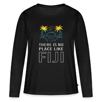 Fidji - T-shirt manches longues Premium bio Femme - noir - Devant - Julia (174cm)