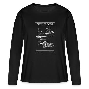 Plan de brevet d’hélice - T-shirt manches longues Premium bio Femme - noir - Devant - Julia (174cm)