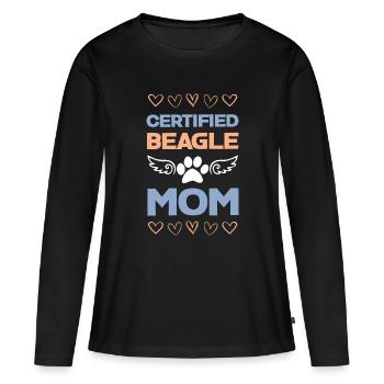 Maman Beagle certifiée - T-shirt manches longues Premium bio Femme - noir - Devant - Julia (174cm)