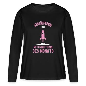 Beste Verkäuferin Mitarbeiterin des Monats Verkauf - Frauen Premium Bio Langarmshirt - Schwarz - Vorne - Julia (174cm)