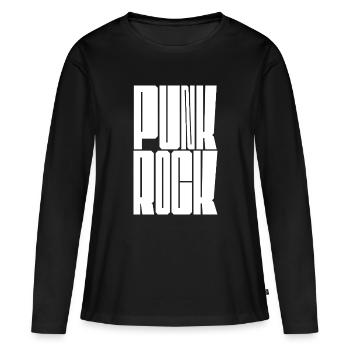 Pochoir punk rock en gras - T-shirt manches longues Premium bio Femme - noir - Devant - Julia (174cm)