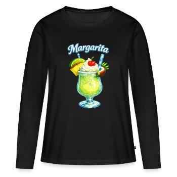 Verre de margarita tropical - T-shirt manches longues Premium bio Femme - noir - Devant - Julia (174cm)