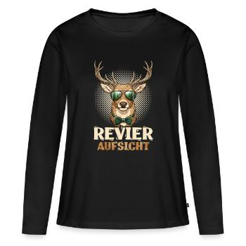 Revier Aufsicht  - Frauen Premium Bio Langarmshirt - Schwarz - Vorne - Julia (174cm)