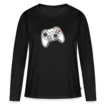 Illustration de manette rétro - T-shirt manches longues Premium bio Femme - noir - Devant - Julia (174cm)