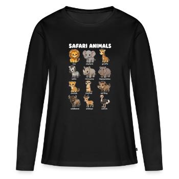 Safari Animal Cute - Women's Premium Organic Long Sleeve Shirt - black - Front - Julia (174cm)