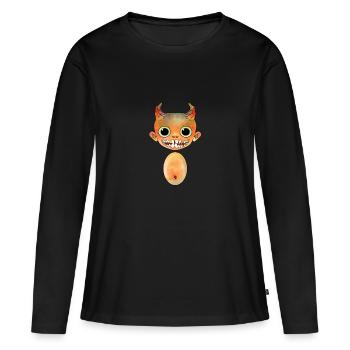 Petit monstre - T-shirt manches longues Premium bio Femme - noir - Devant - Julia (174cm)
