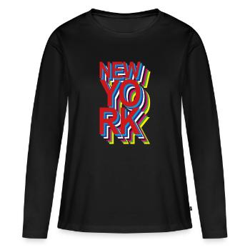 New York - T-shirt manches longues Premium bio Femme - noir - Devant - Julia (174cm)