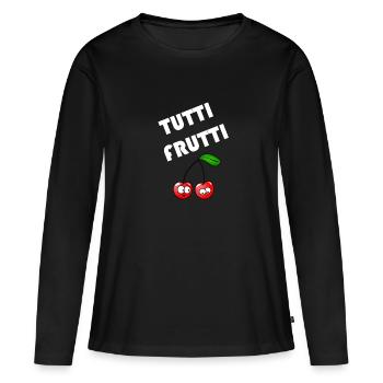 Populaire Proverbs Tutti Frutti Design - T-shirt manches longues Premium bio Femme - noir - Devant - Julia (174cm)