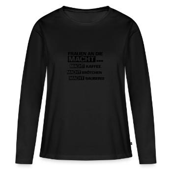 Frauen an die Macht - Frauen Premium Bio Langarmshirt - Schwarz - Vorne - Julia (174cm)