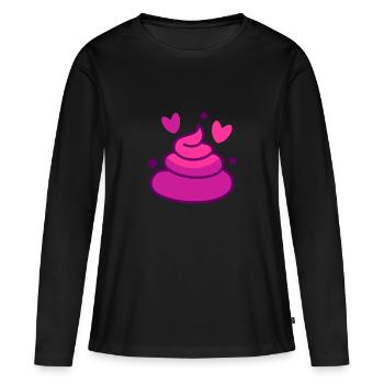 POOP LOVE - Women's Premium Organic Long Sleeve Shirt - black - Front - Julia (174cm)