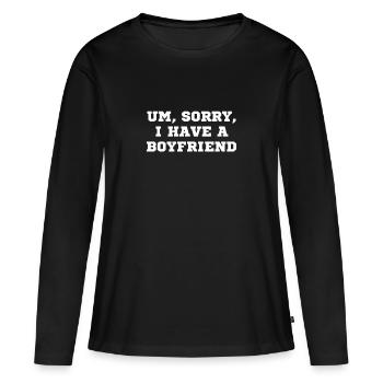 je suis désolé, j’ai un ami - T-shirt manches longues Premium bio Femme - noir - Devant - Julia (174cm)