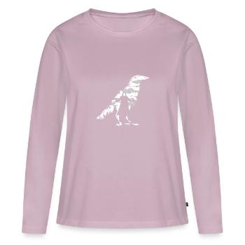 Le corbeau - T-shirt manches longues Premium bio Femme - rose poudré - Devant - Julia (174cm)